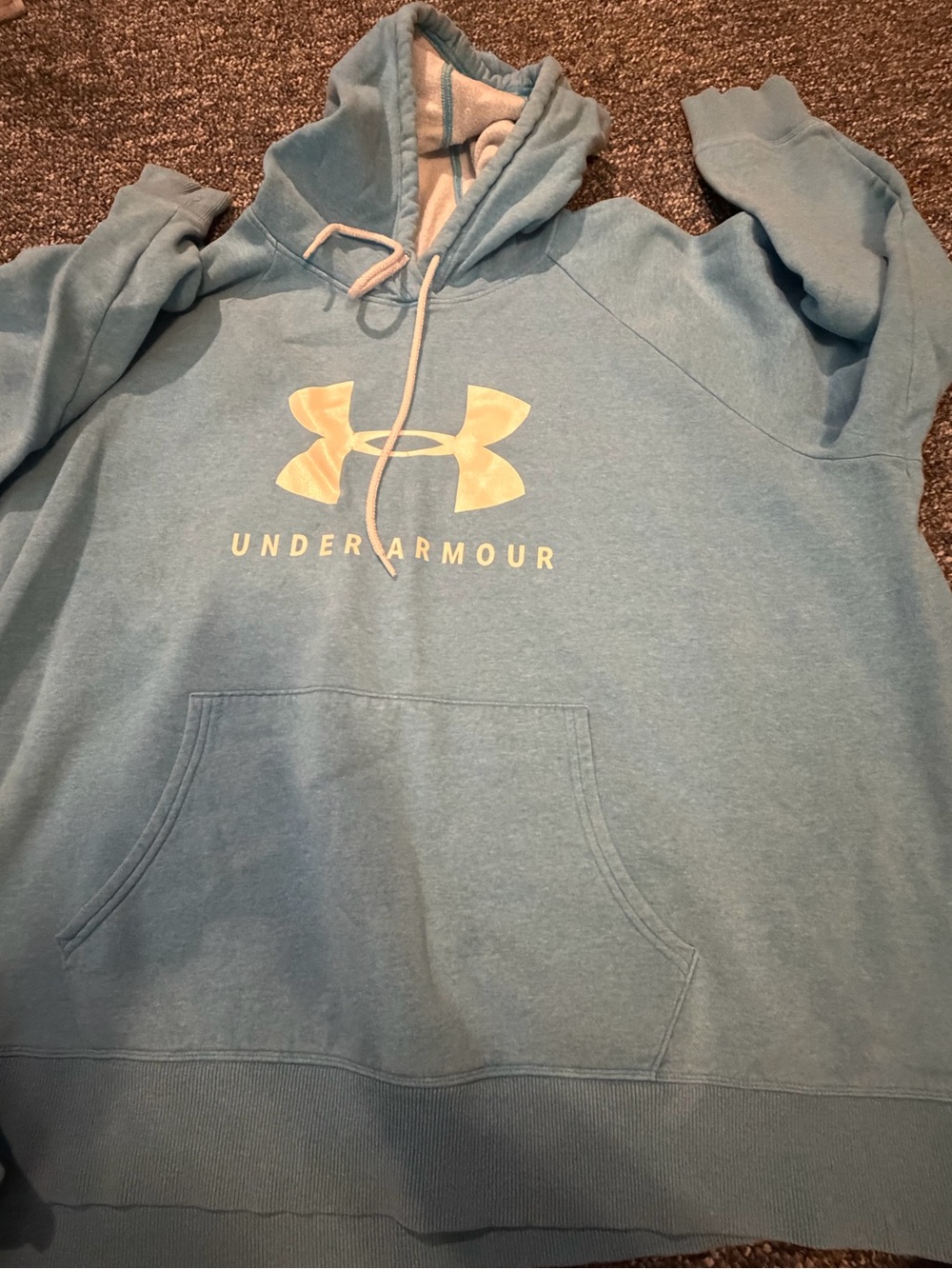 Under Armour Blue-Trim White Fleece Pullover Hoodie